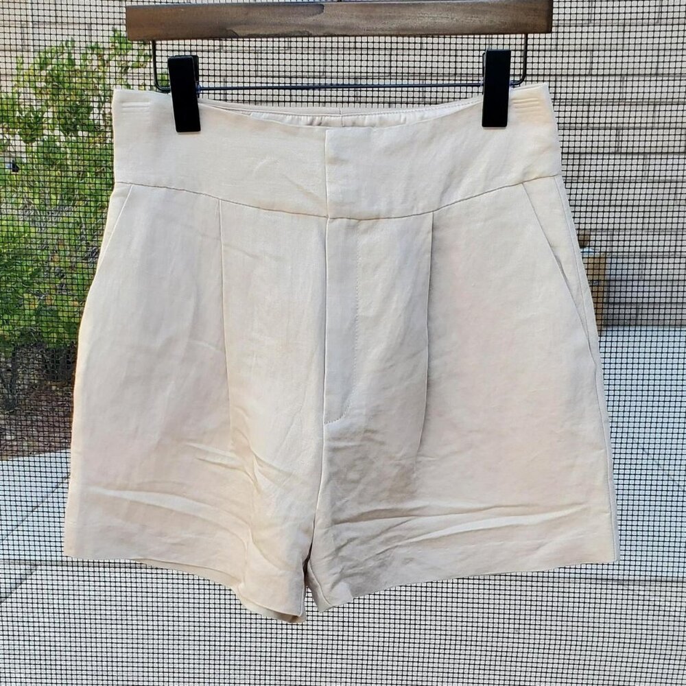 MANGO Linen Blend Shorts in Oatmeal size 6 US